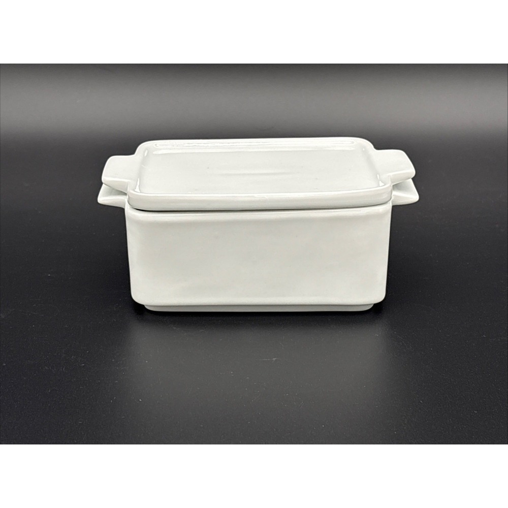 Tag White Ceramic Mini Rectangle Casserole Dish with Lid Covered Baker Ramekin